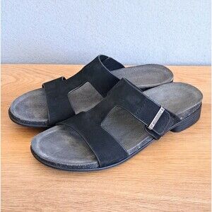Munro Jody Slide Sandals Women’s Size 8.5N 8.5 Narrow Black Nubuck Low Comfort